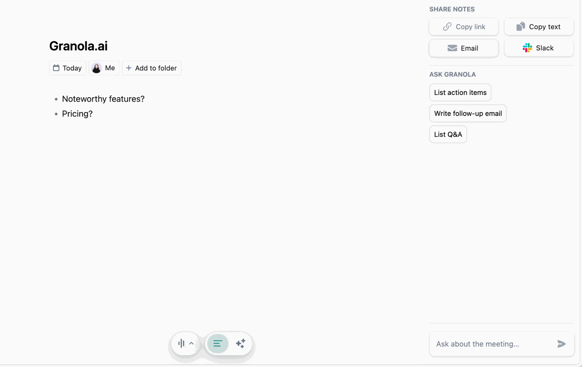 Demo of how to enhance notes using Granola.ai. 