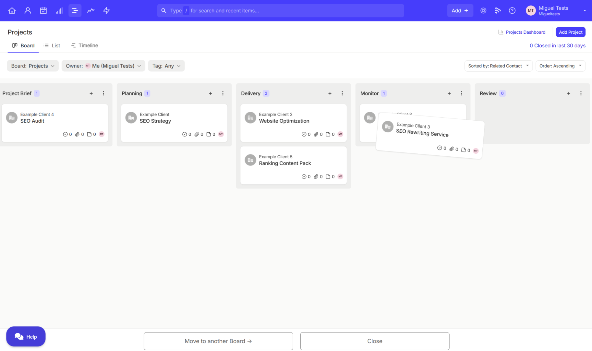 A screenshot of Capsule CRM, our pick for the best CRM for easy project management
