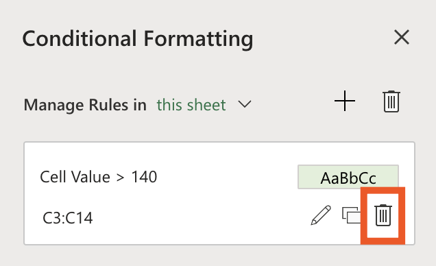 How to delete conditional formatting rules in Excel.