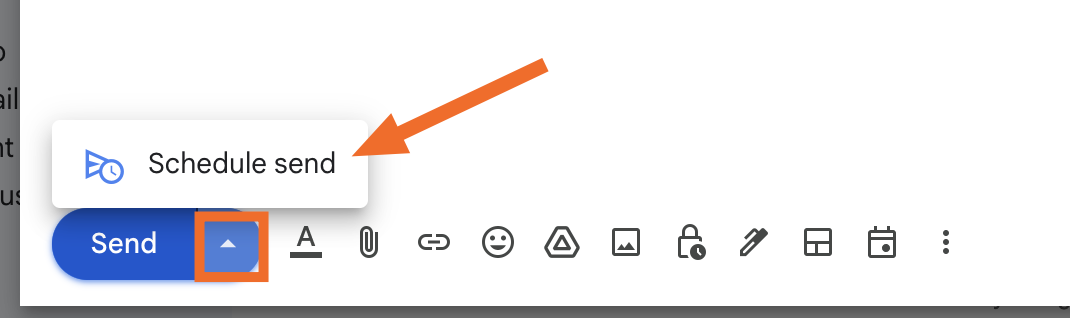The Schedule send button in Gmail