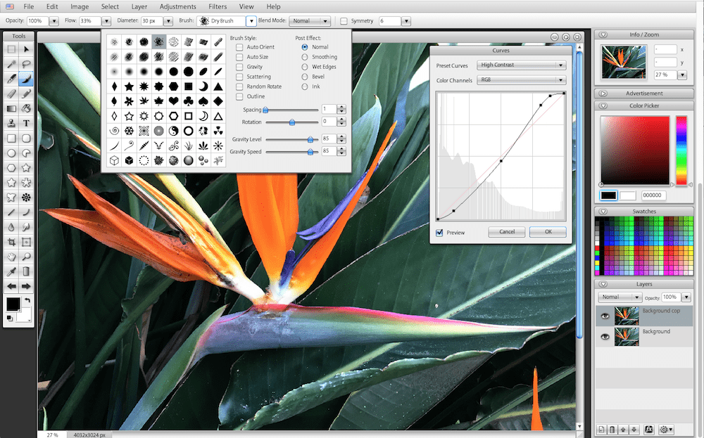 Sumopaint photo editor screenshot