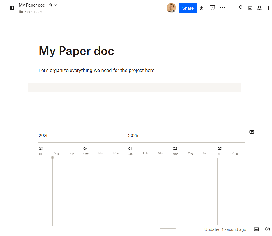 Working on a document in Dropbox