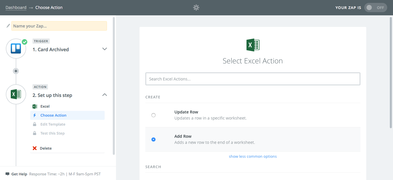 Add row to Excel