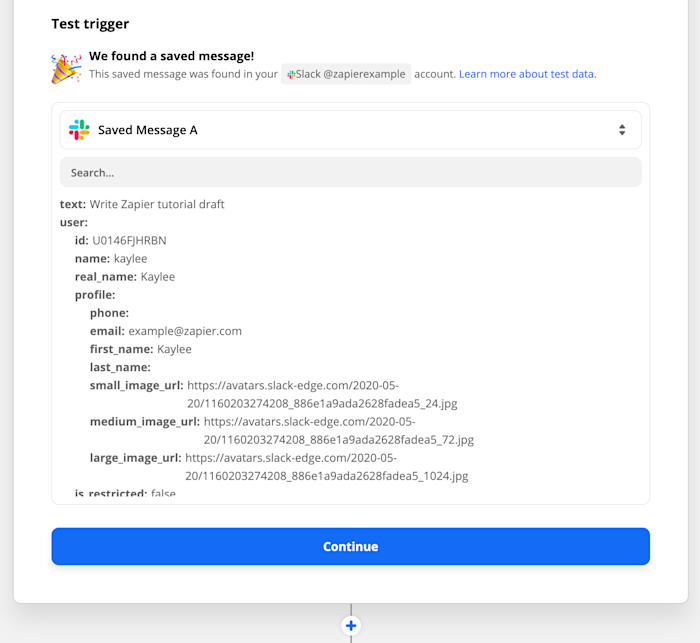 05 trigger example Test trigger: Success message