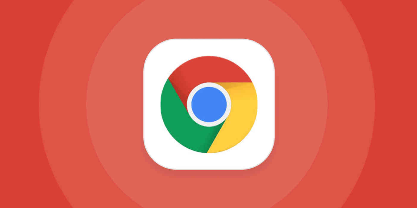 A hero image for Chrome app tips with the Chrome logo on a red background