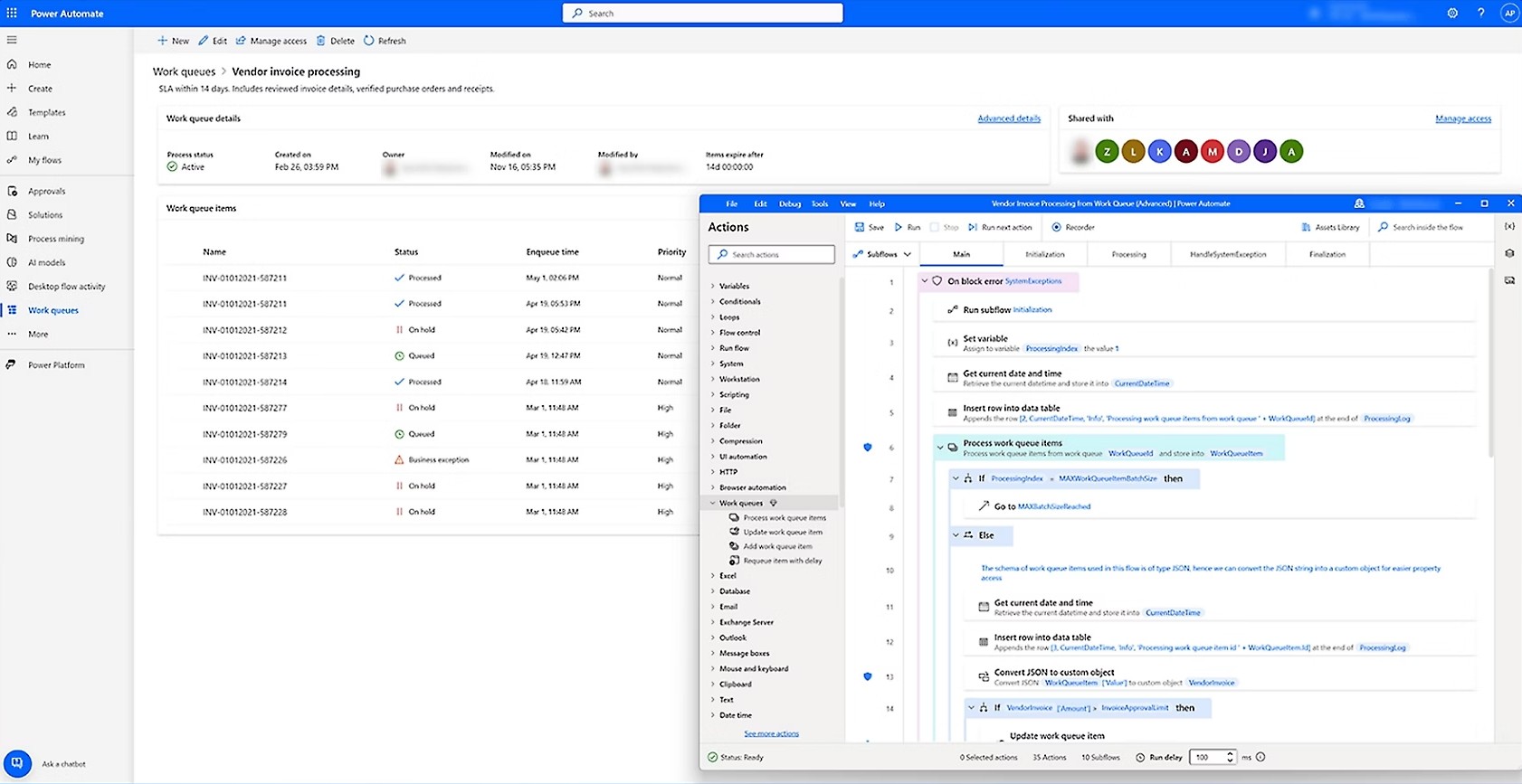 An automated workflow in Microsoft Power Automate