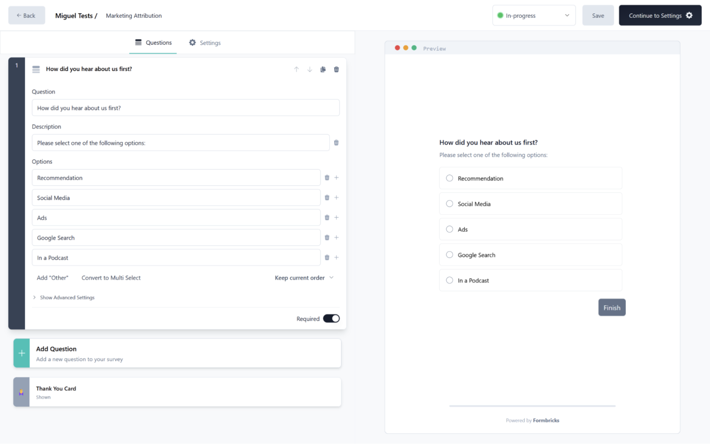 Formbricks, our pick for the best free survey tool for product teams