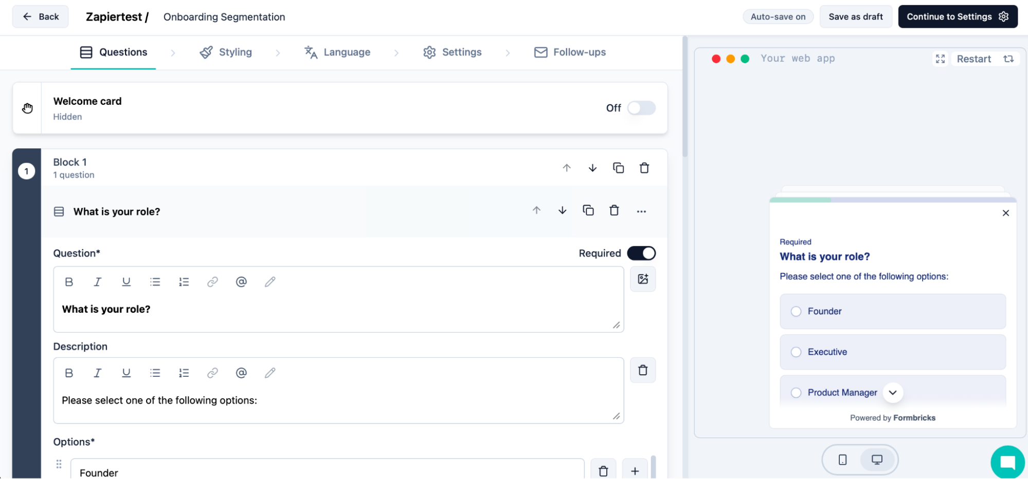 Formbricks, our pick for the best free survey tool for product teams
