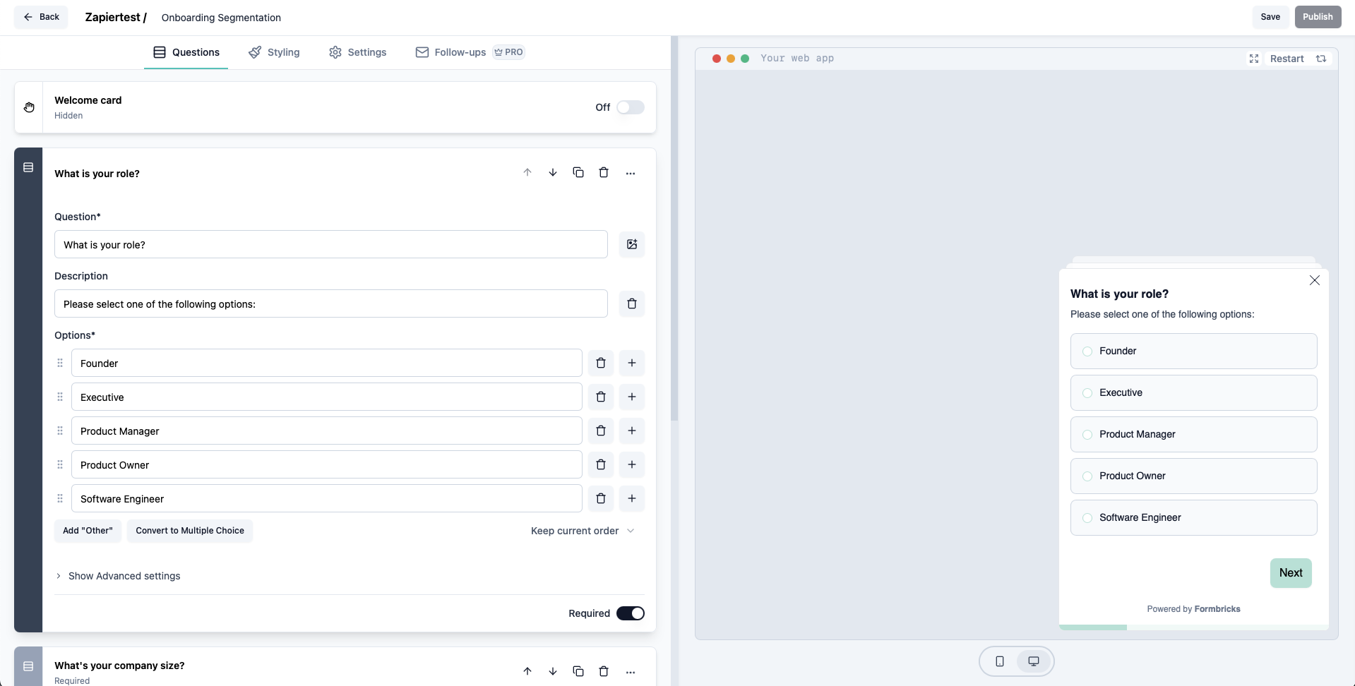 Formbricks, our pick for the best free survey tool for product teams