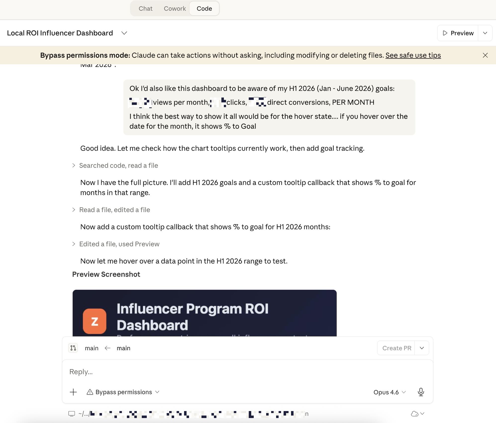 Asking Claude Code to take goals into consideration