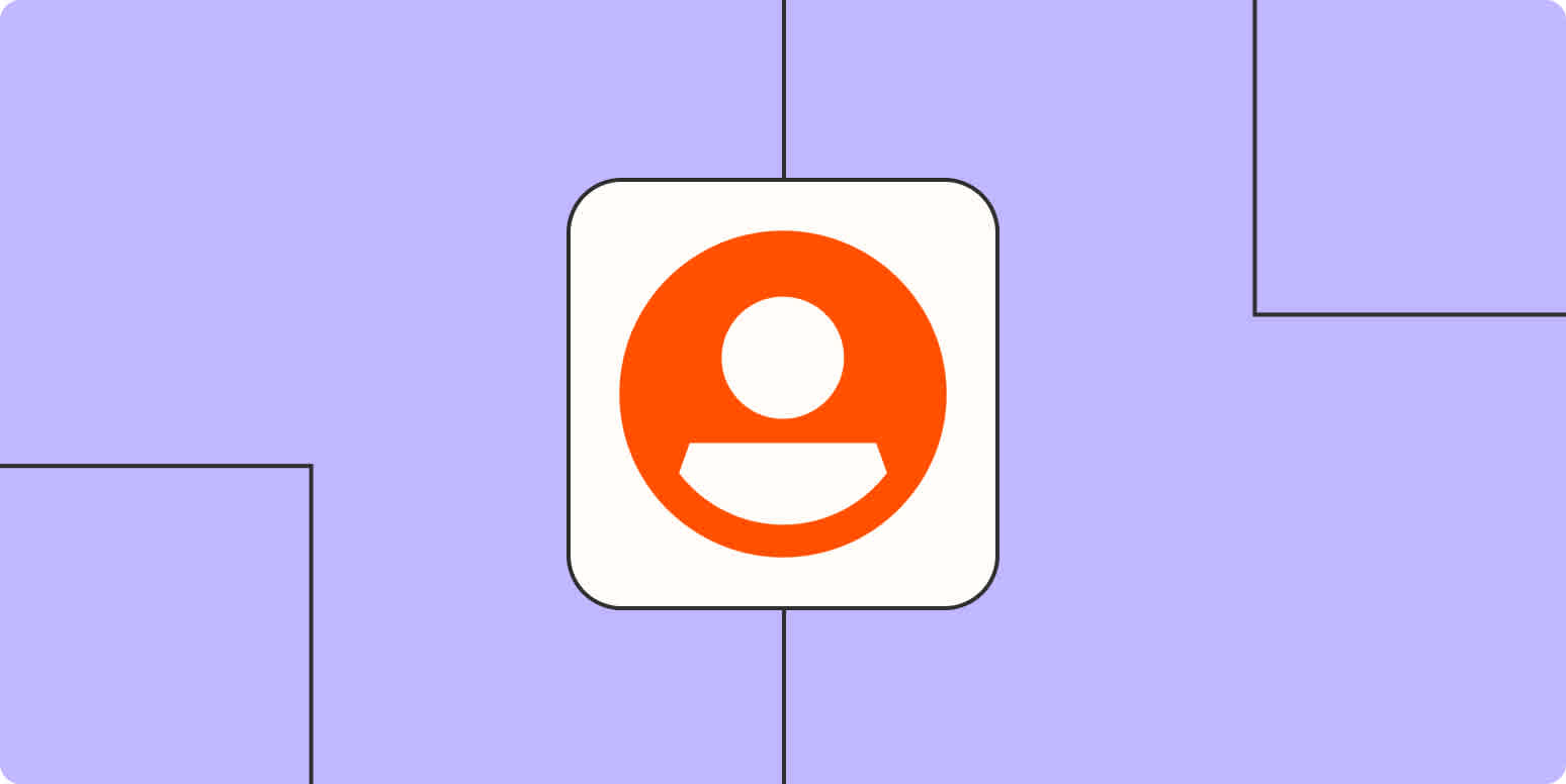 A hero image of an orange person icon on a light purple background.
