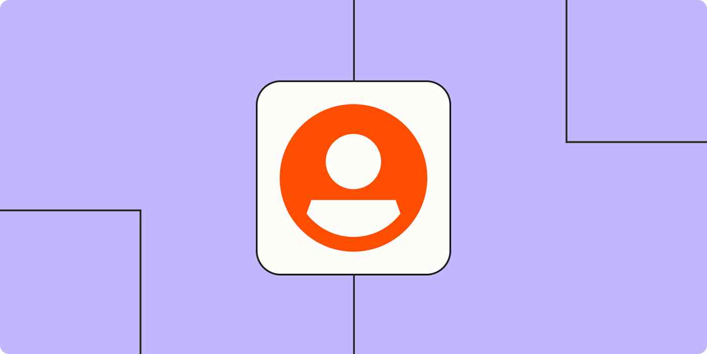 A hero image of an orange person icon on a light purple background.