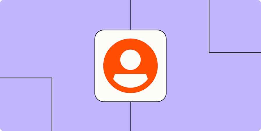 A hero image of an orange person icon on a light purple background.