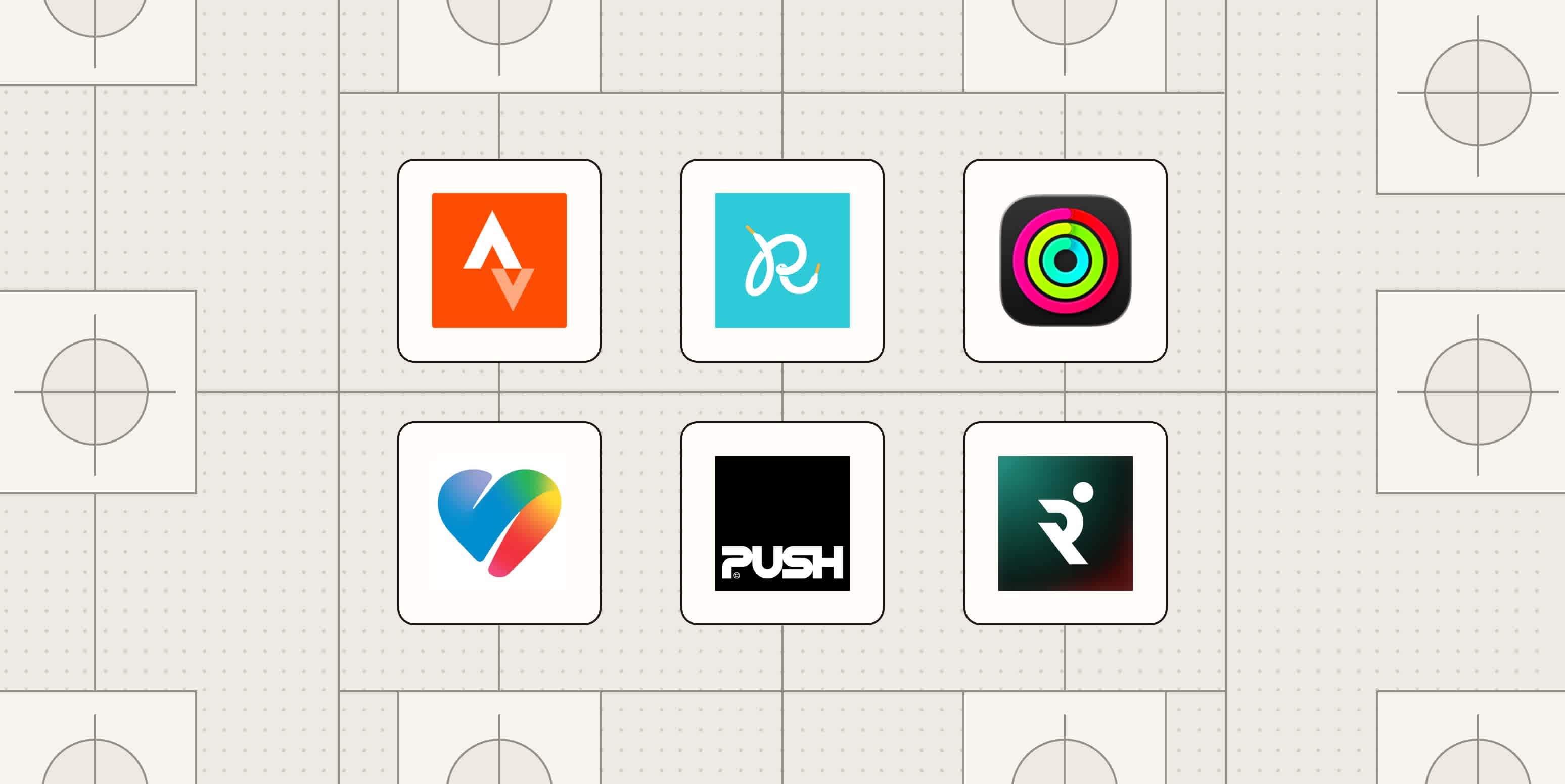 Hero image with the logos of the best fitness apps