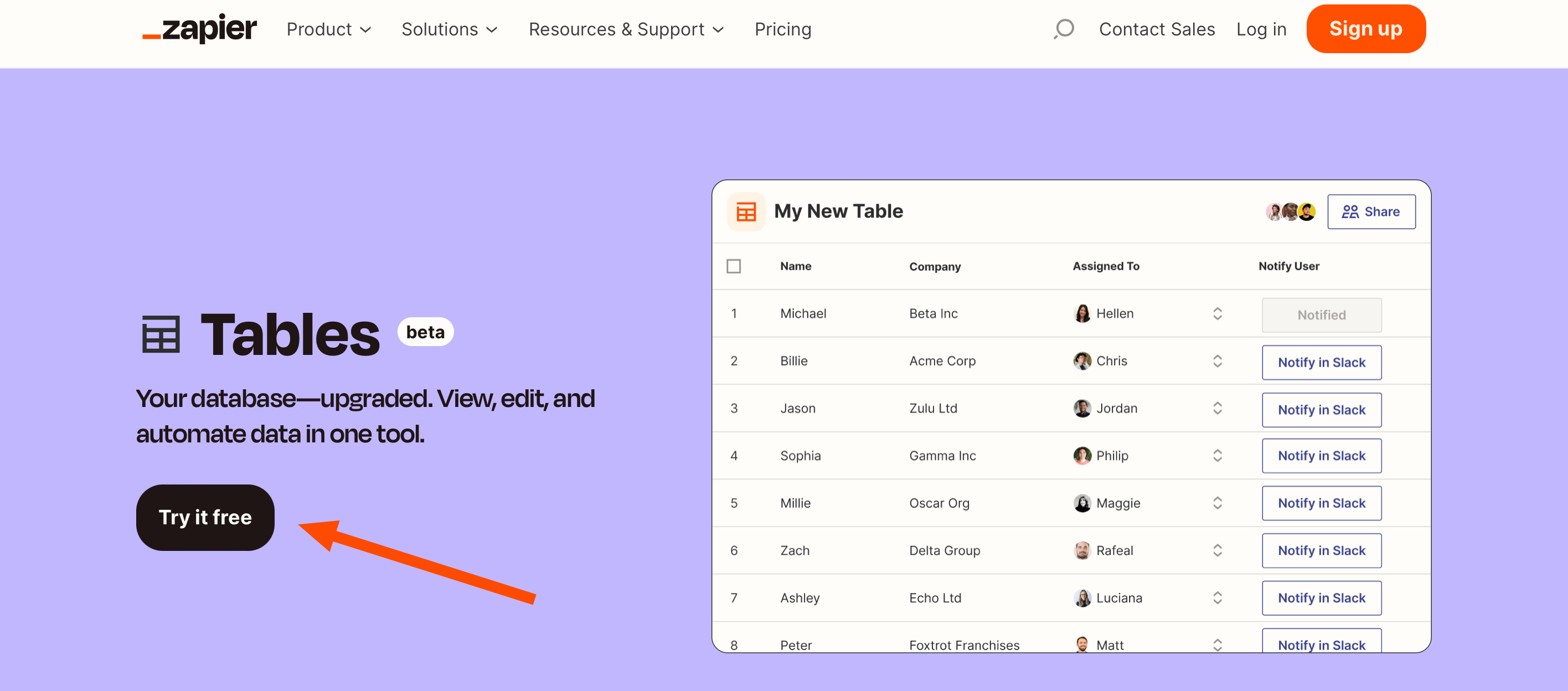 find a specific airtable table with zapier