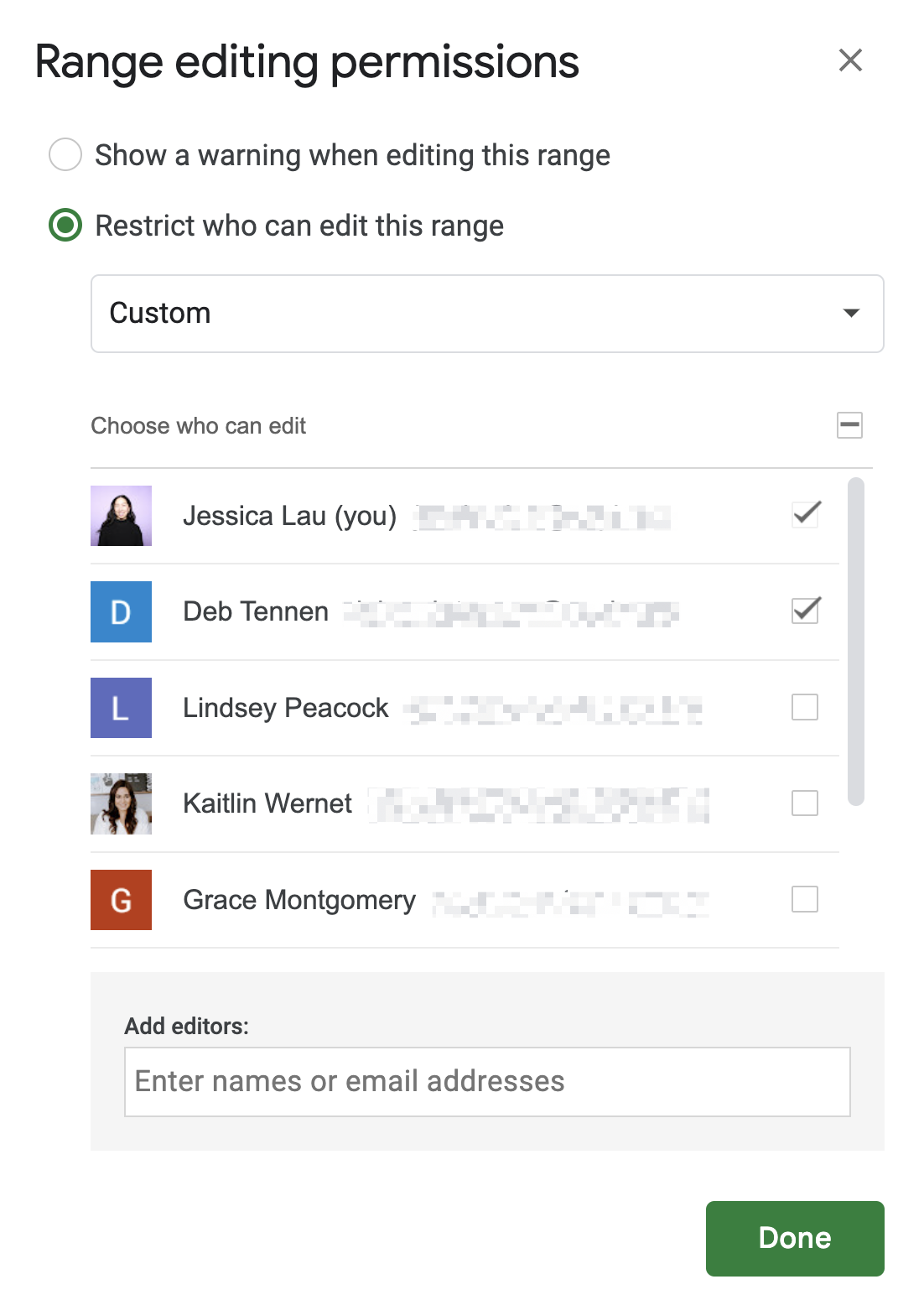 How to set permissions for who can edit locked cells in Google Sheets. 