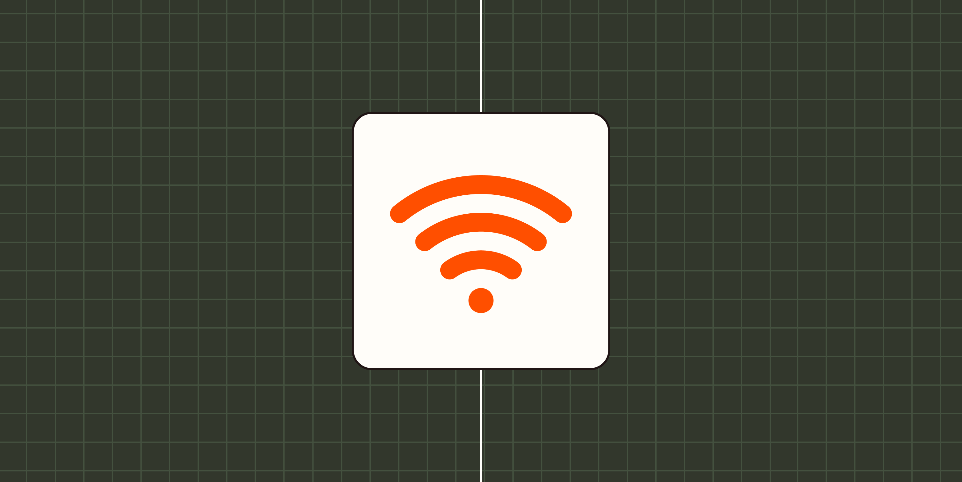 Wi-Fi icon against a dark green, checkered background.