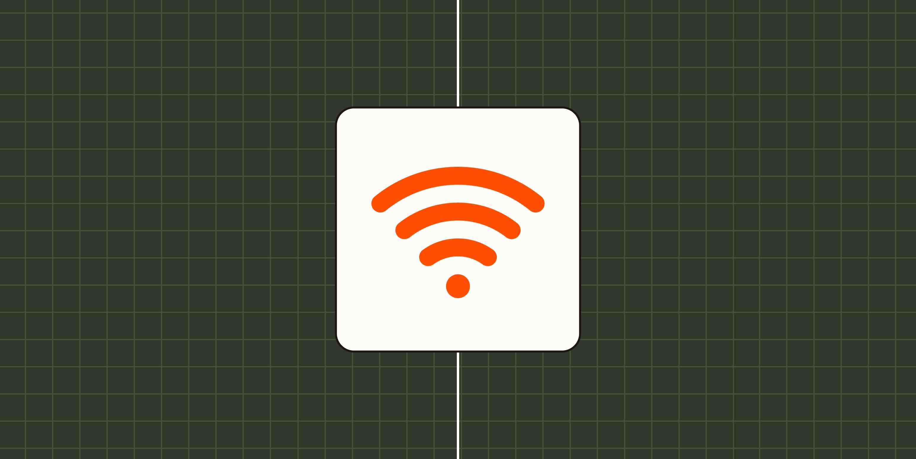 Wi-Fi icon against a dark green, checkered background.