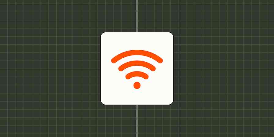 Wi-Fi icon against a dark green, checkered background.
