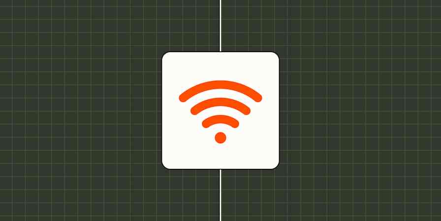 Wi-Fi icon against a dark green, checkered background.