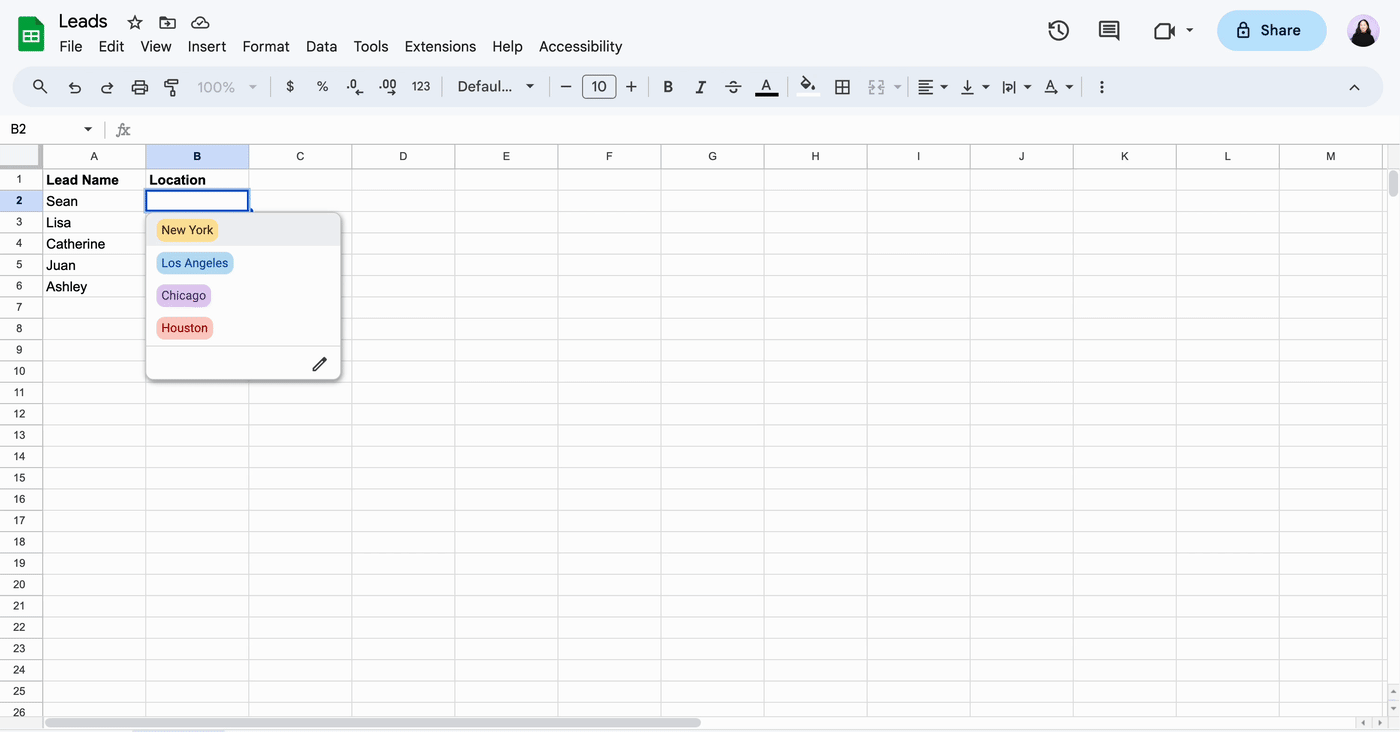 Demo of trying to enter an invalid value in a cell with a dropdown list.