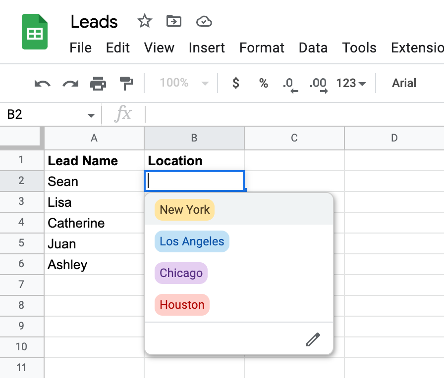 Dropdown In Google Sheets