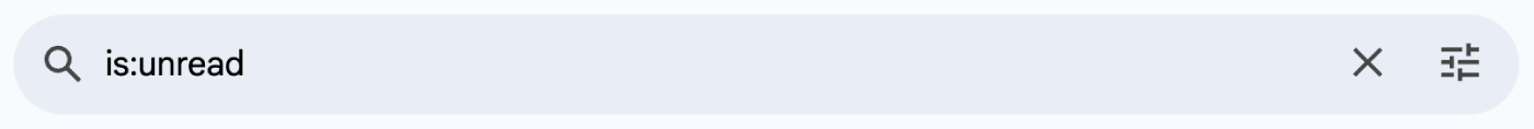 Screenshot showing how to search for unread emails in Gmail.