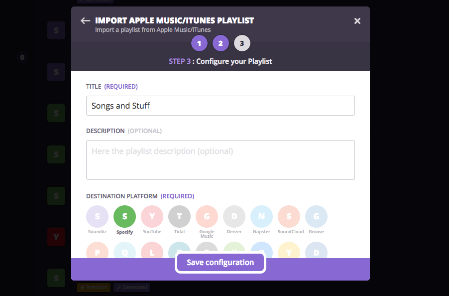 Export Streaming music with Soundiiz