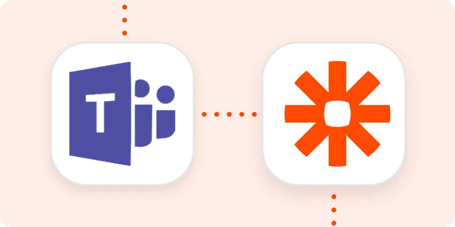 Hero image for a Zapier tutorial with the Microsoft Teams and Zapier logos connected by dots