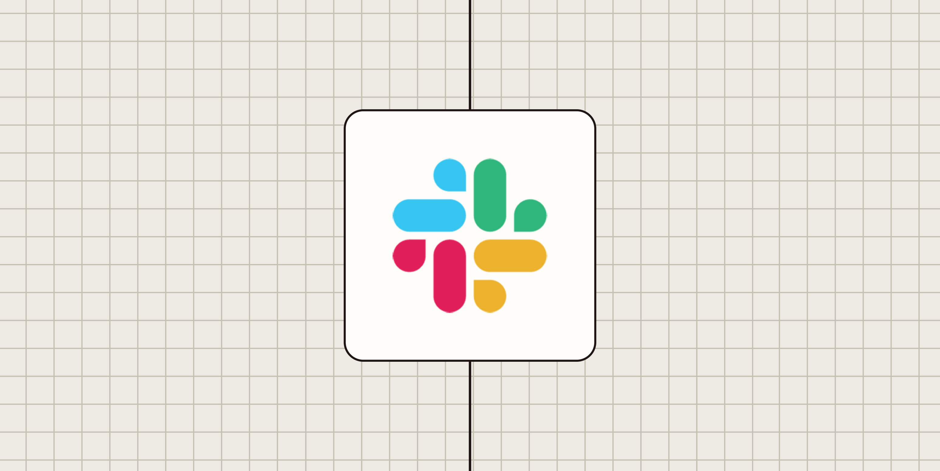Slack logo against a beige checkered background.