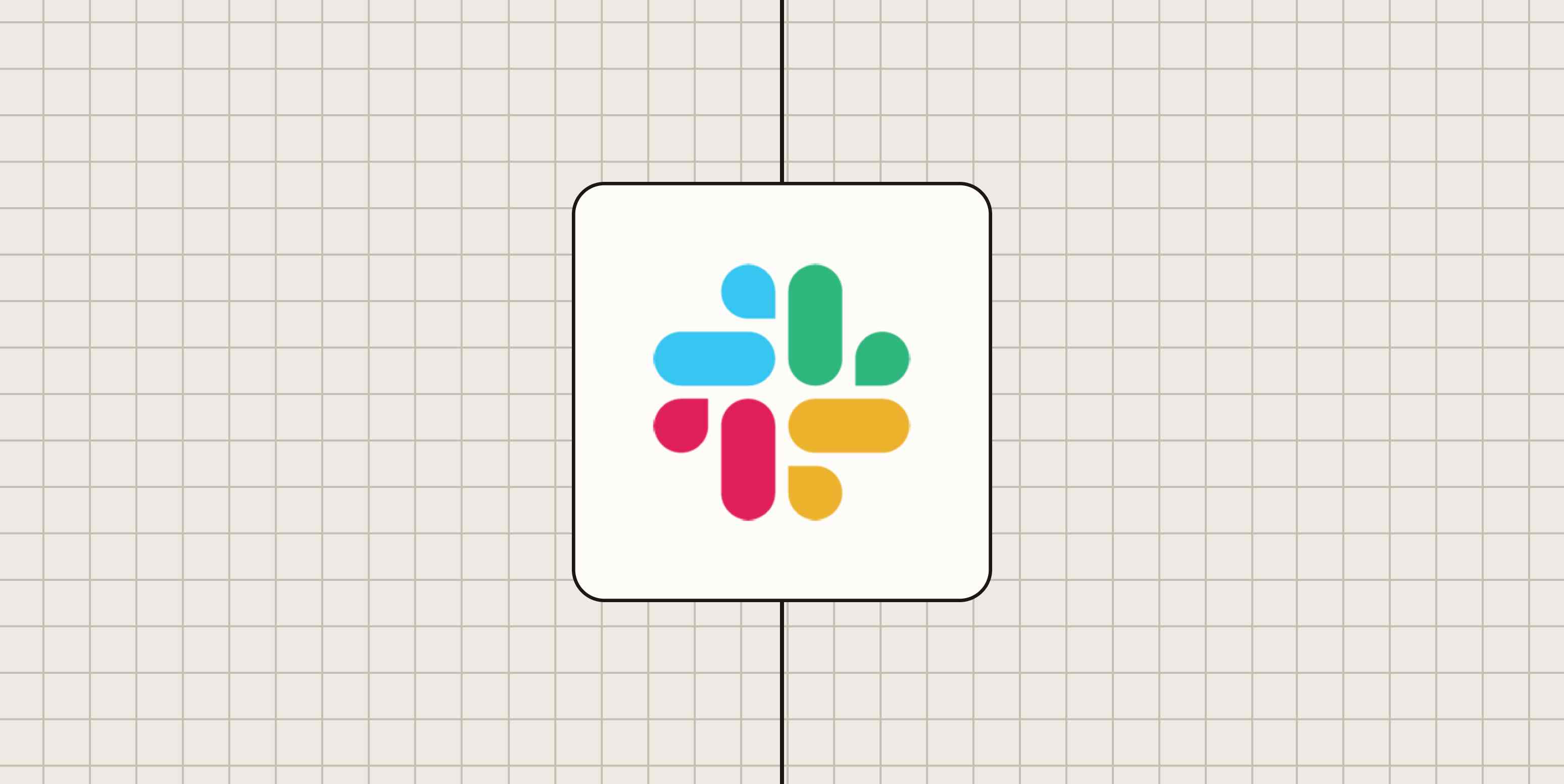 Slack logo against a beige checkered background.