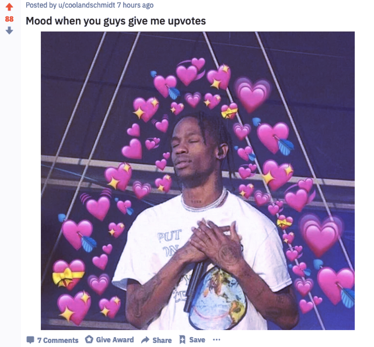 screenshot of a post called Mood when you guys give me karma
