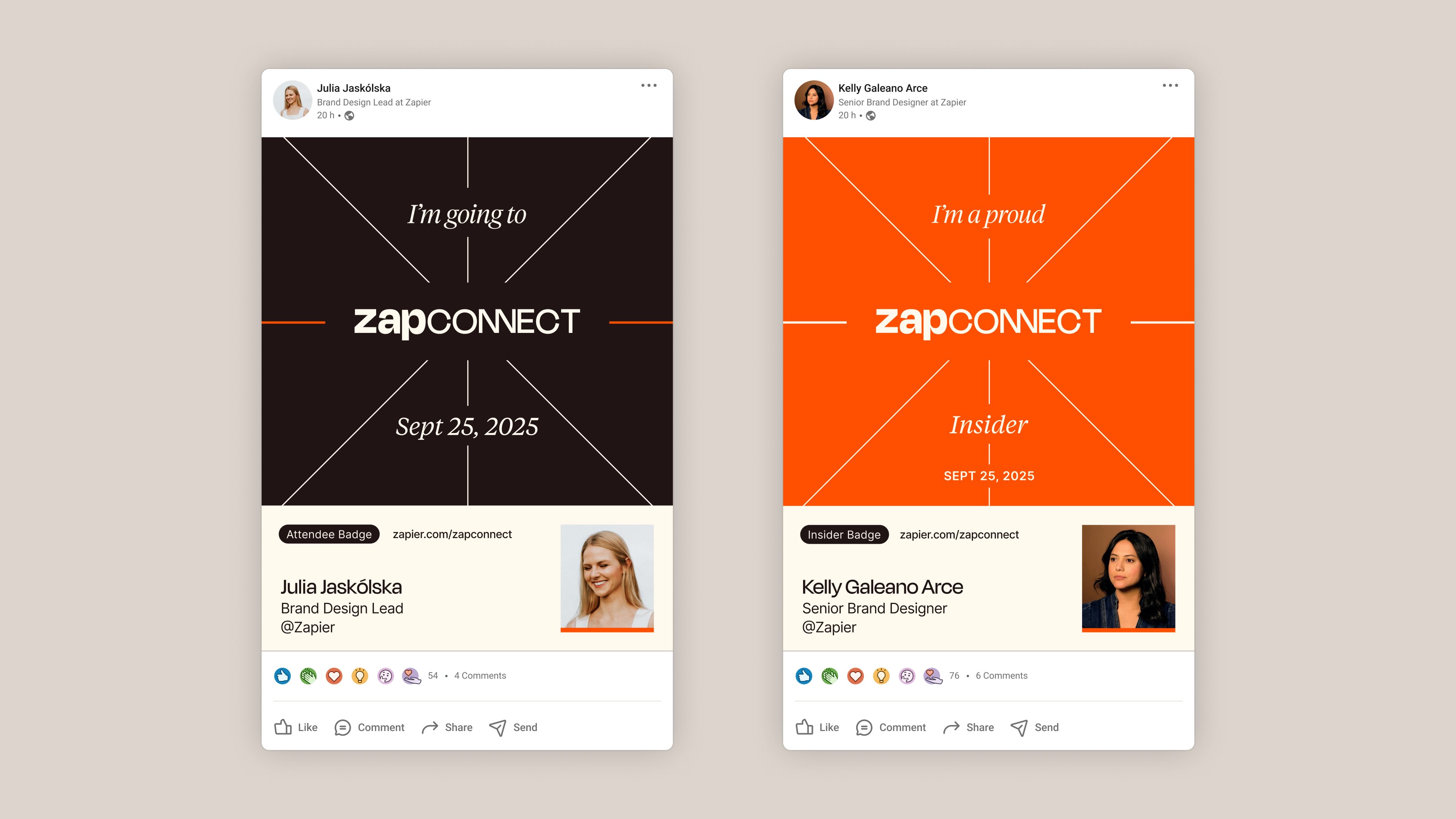 Examples of virtual badges for ZapConnect 2025