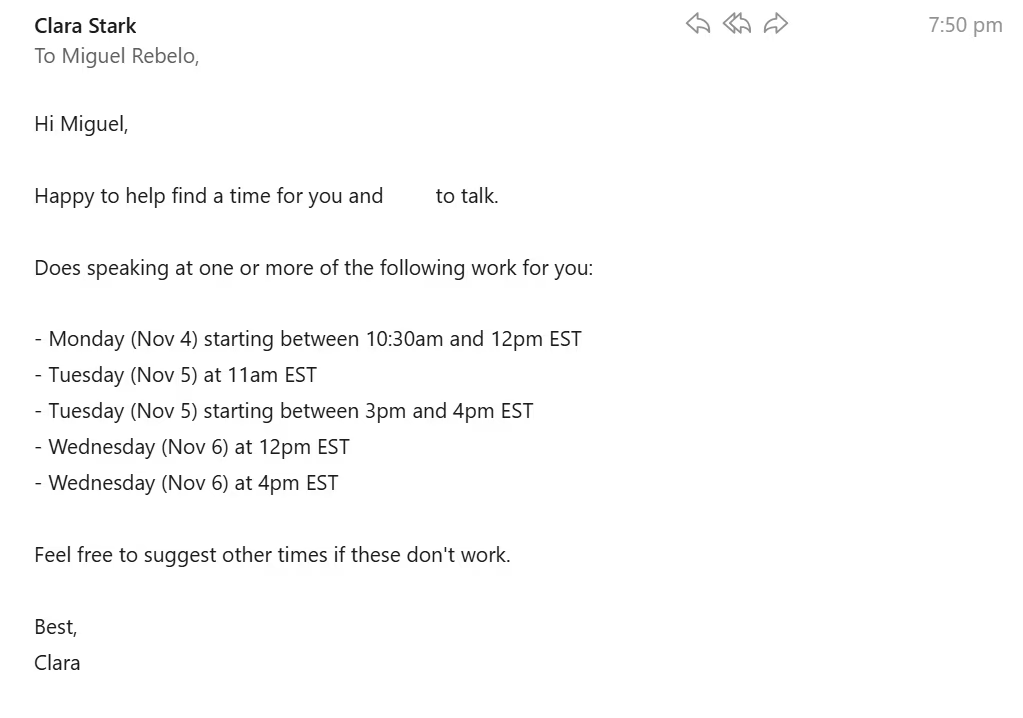 Clara, our pick for the best AI meeting scheduler