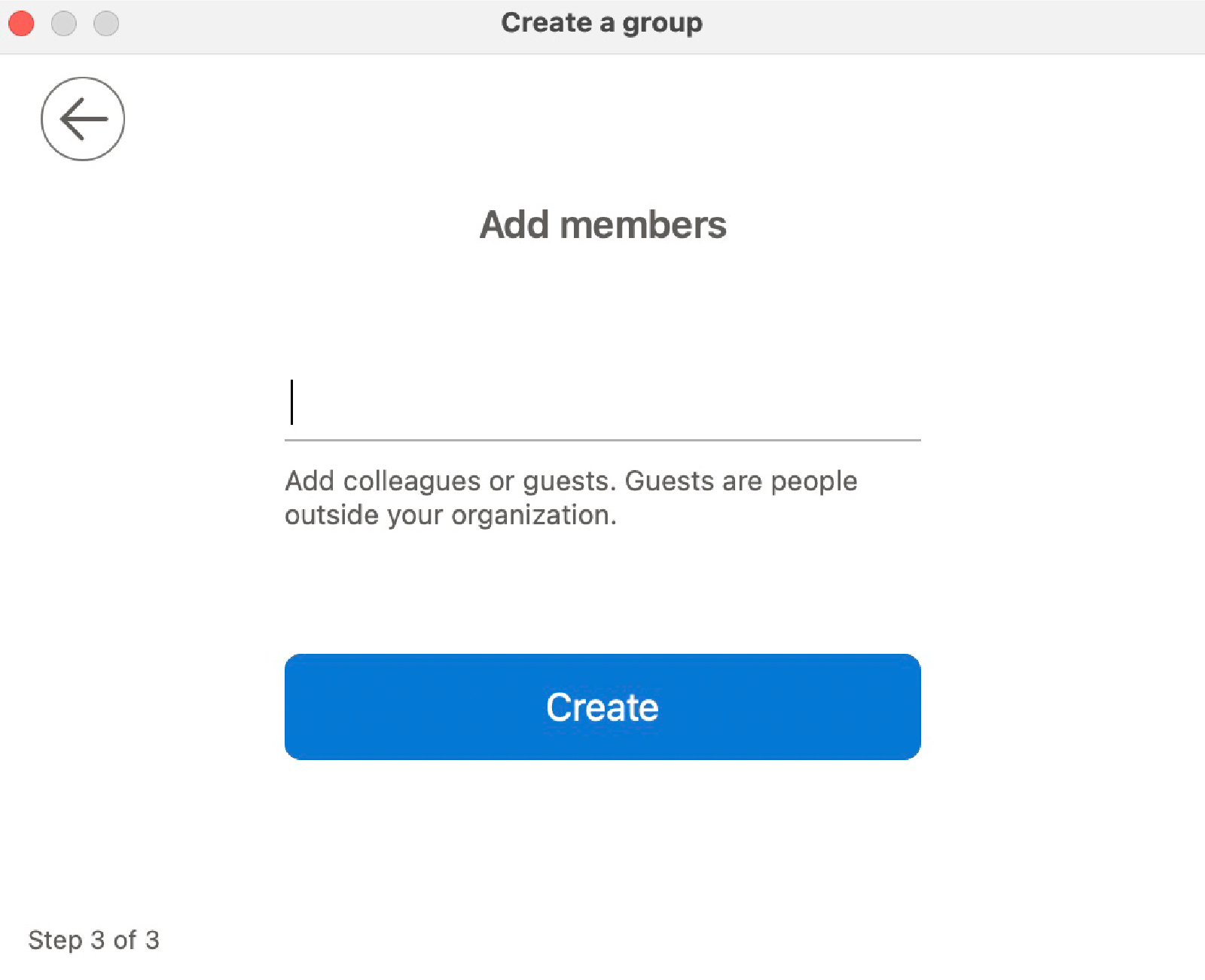 Screenshot showing how to create a group in Outlook.