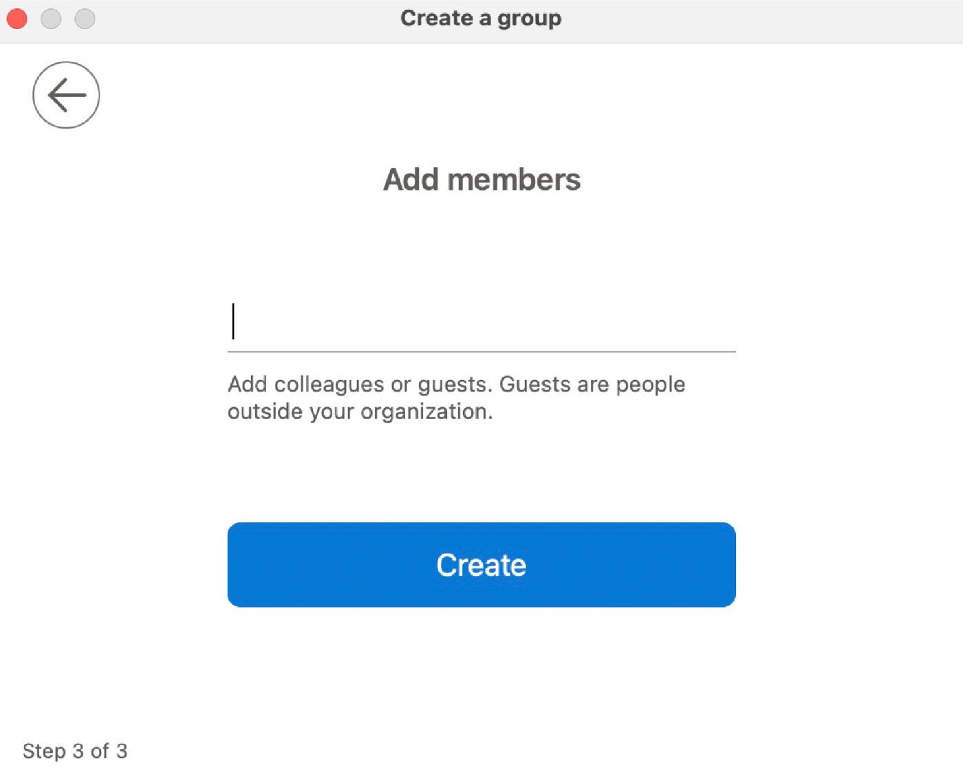 Screenshot showing how to create a group in Outlook.