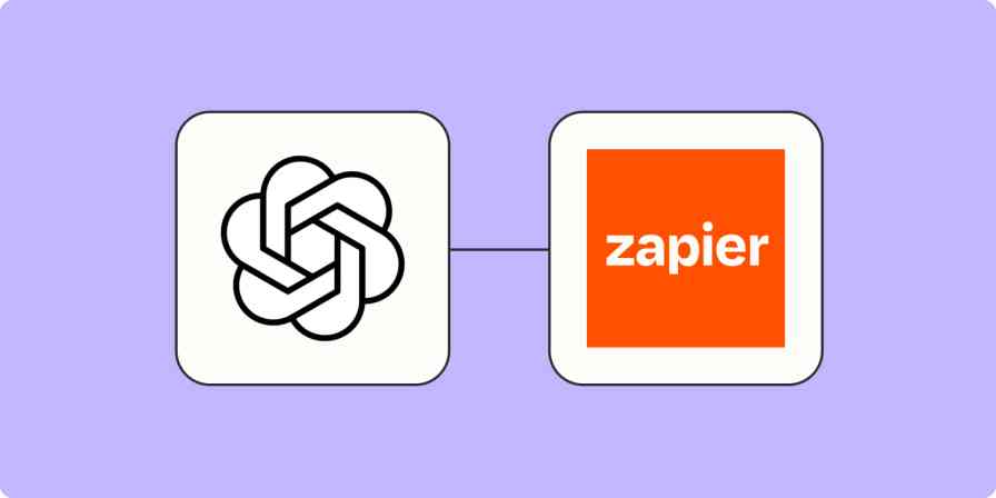 Screenshot of OpenAI and Zapier logos on a lilac background