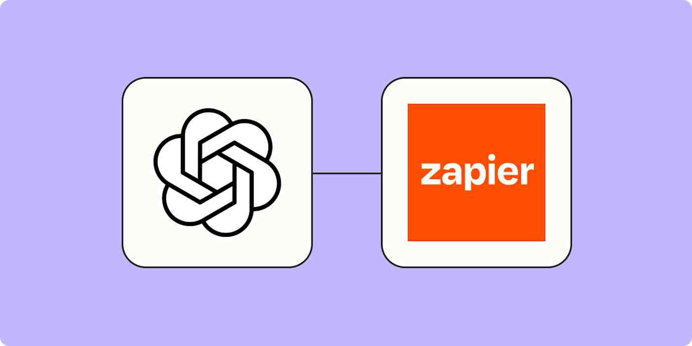 Screenshot of OpenAI and Zapier logos on a lilac background