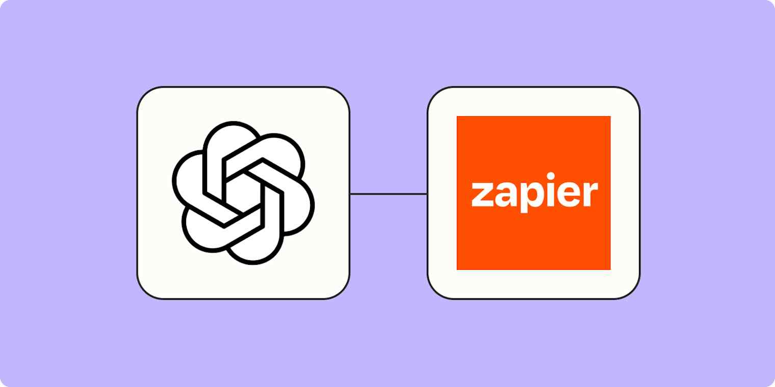 Screenshot of OpenAI and Zapier logos on a lilac background