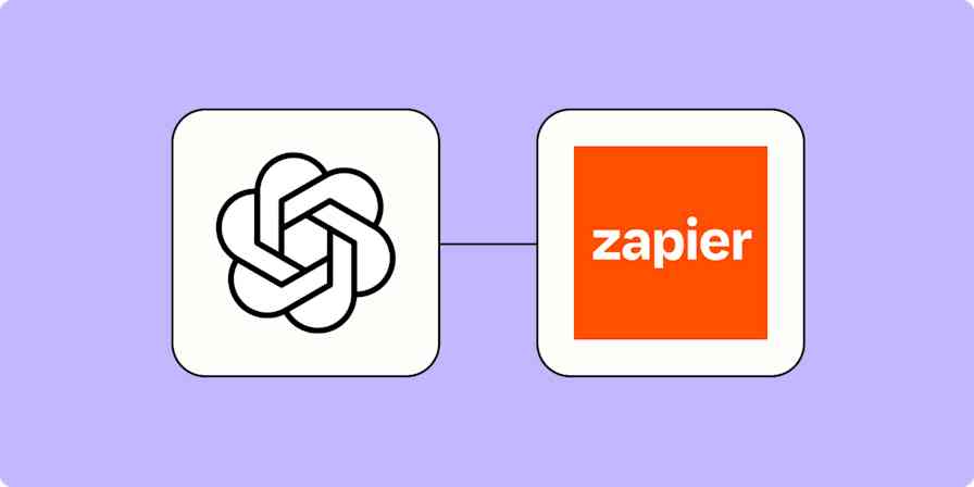 Screenshot of OpenAI and Zapier logos on a lilac background