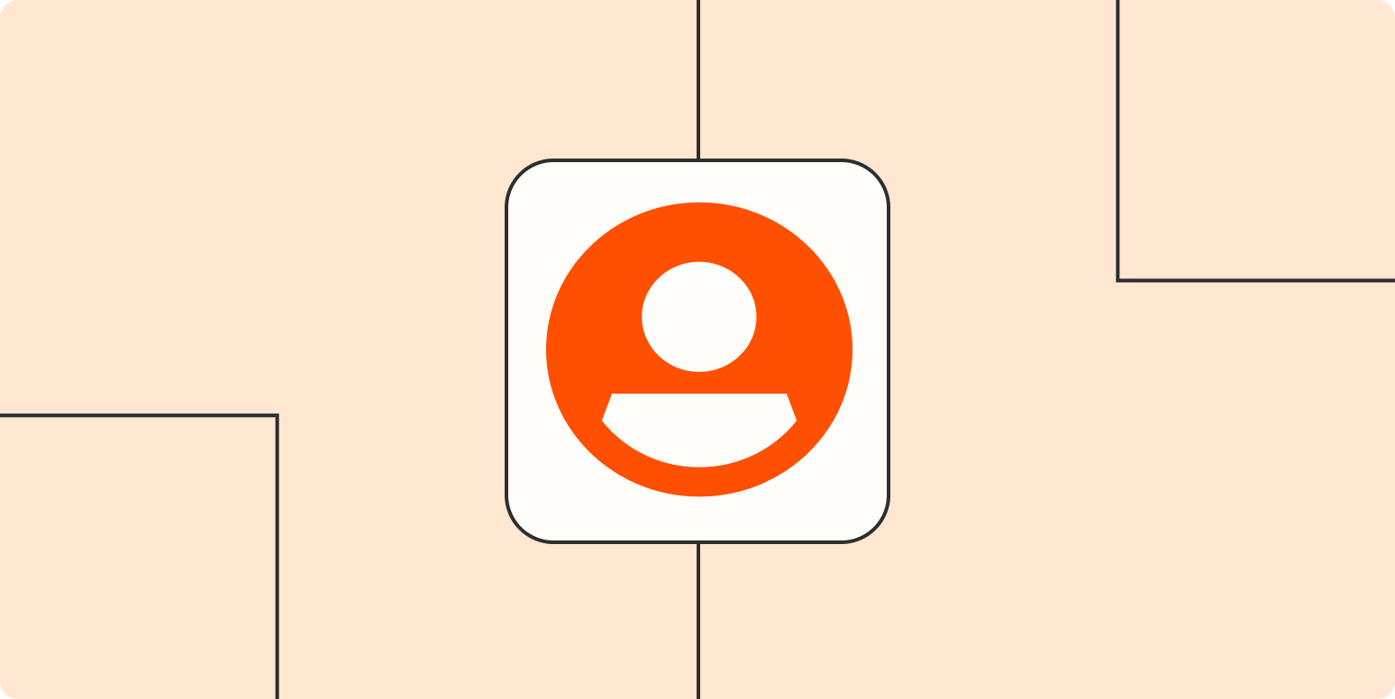 An orange person icon on a peach background.