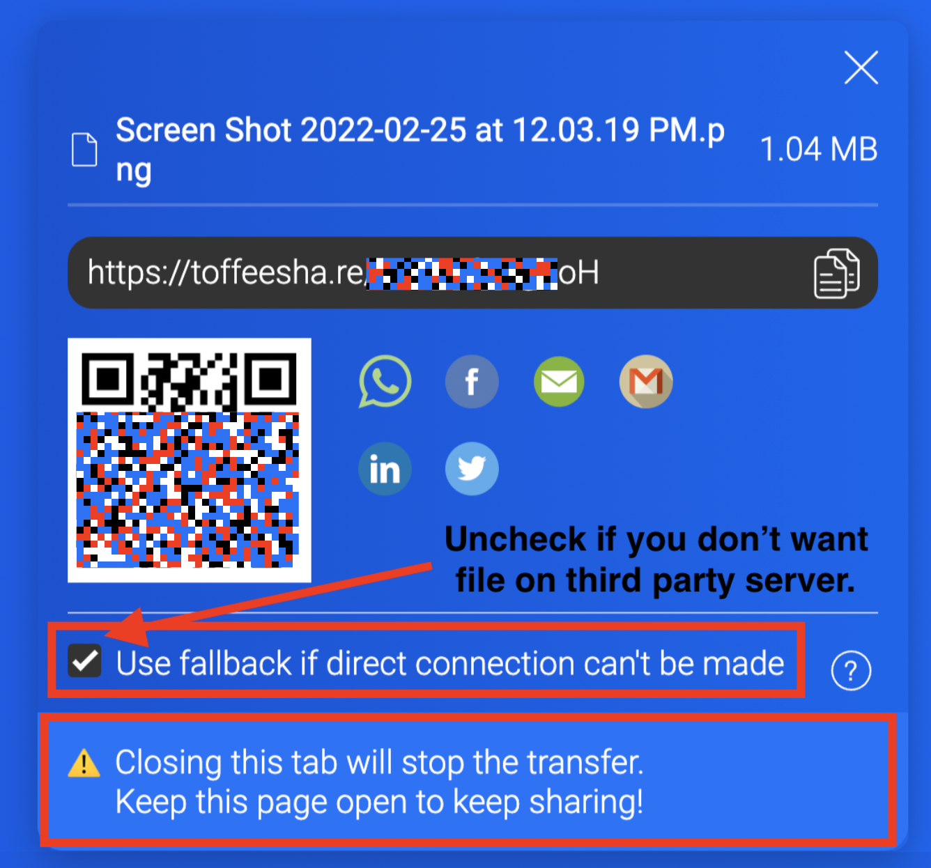 ToffeeShare P2P file sharing