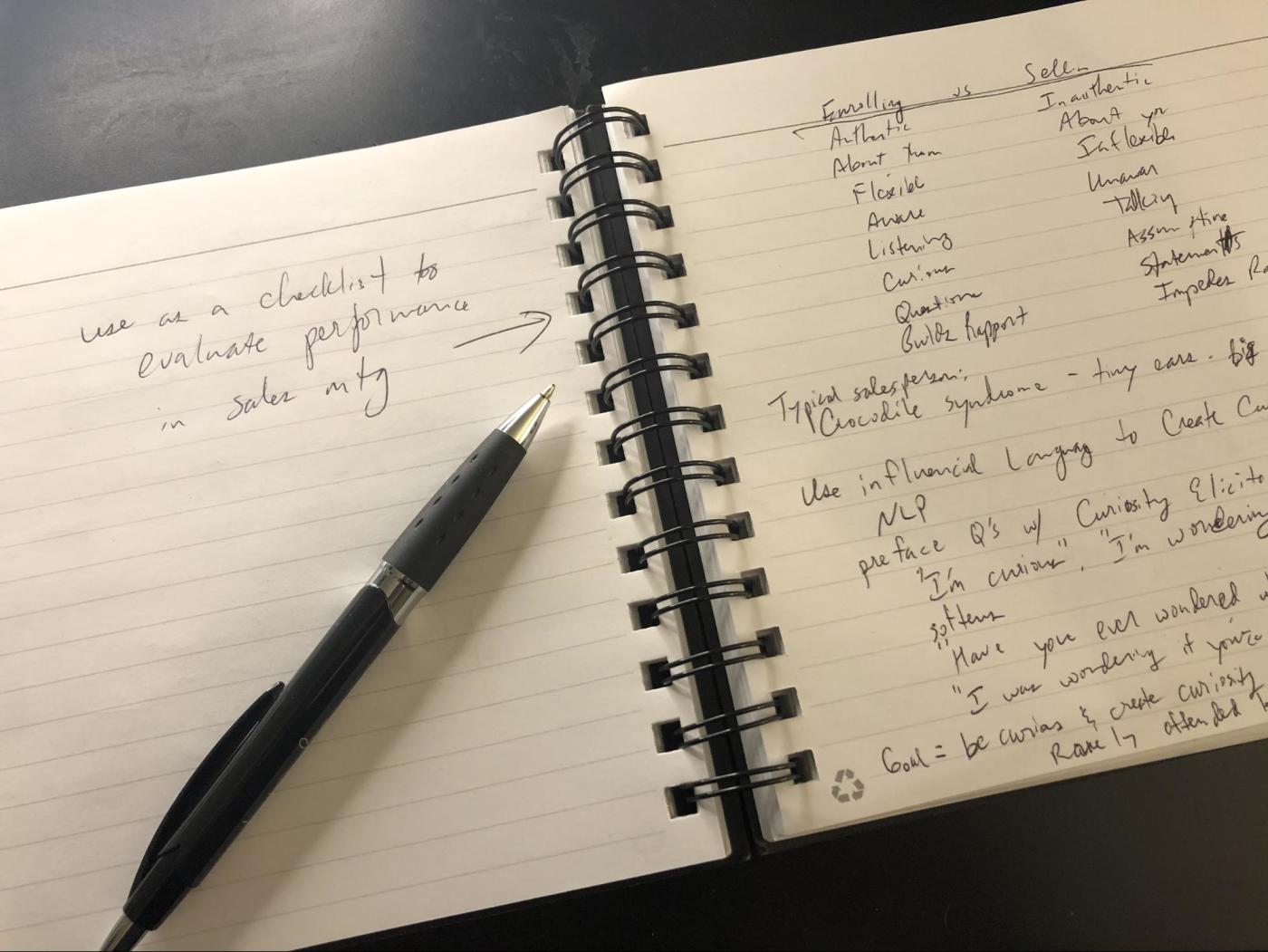 An example of the left and right note-taking system