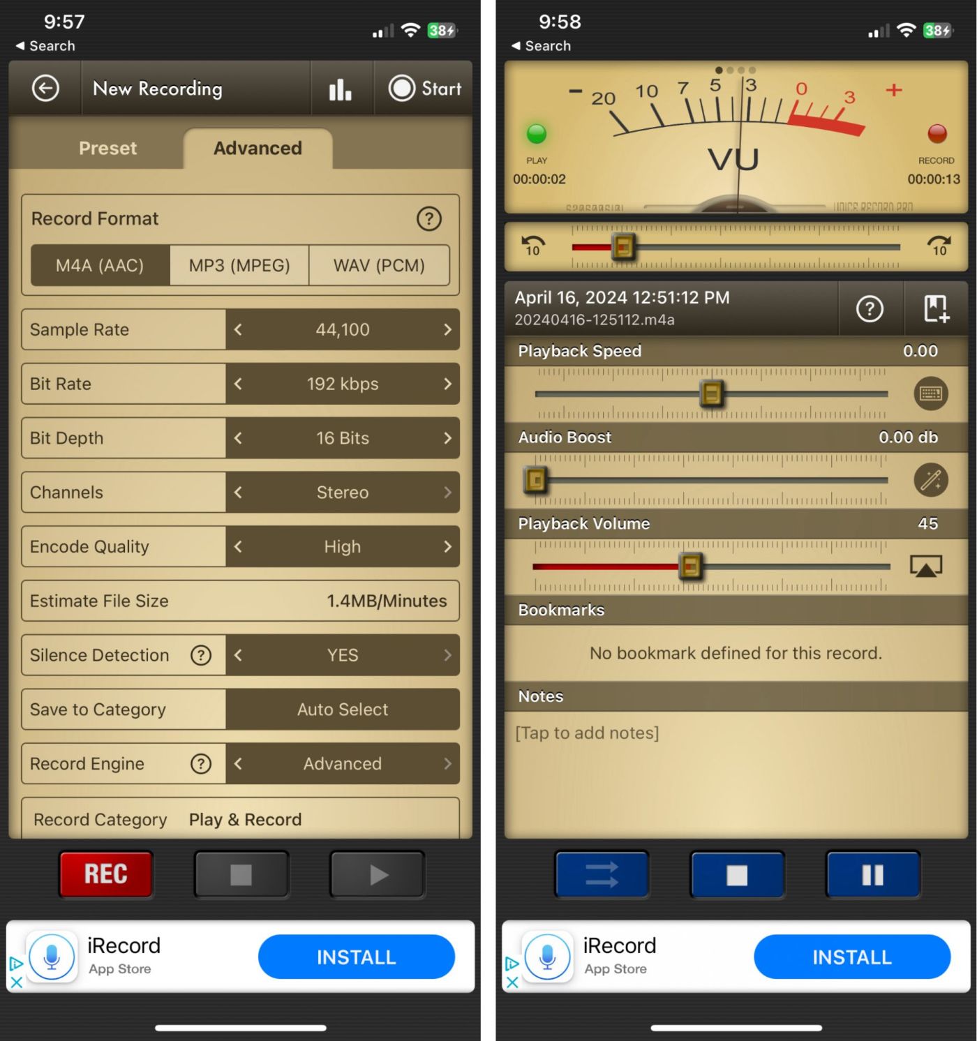 Voice Record Pro, our pick for the best iPhone voice recorder app for audio customization