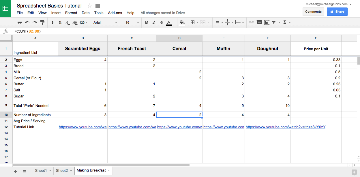 Automatic Sum and Count