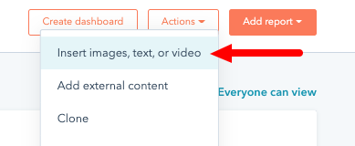 Clicking "Insert images, text, or video" under "Actions"