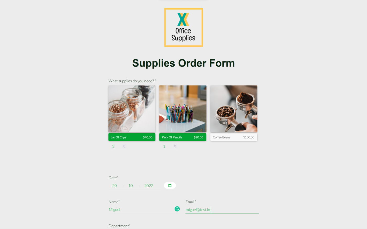 Screenshot of Paperform, our pick for the best online form builder for creating order forms