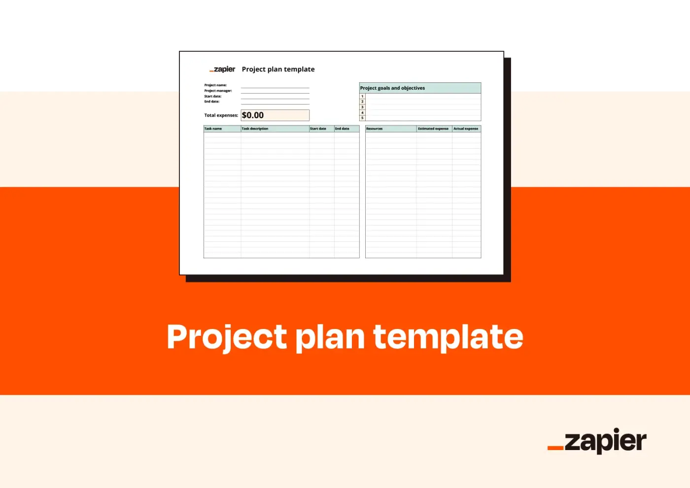 Mockup showcasing Zapier's project plan template