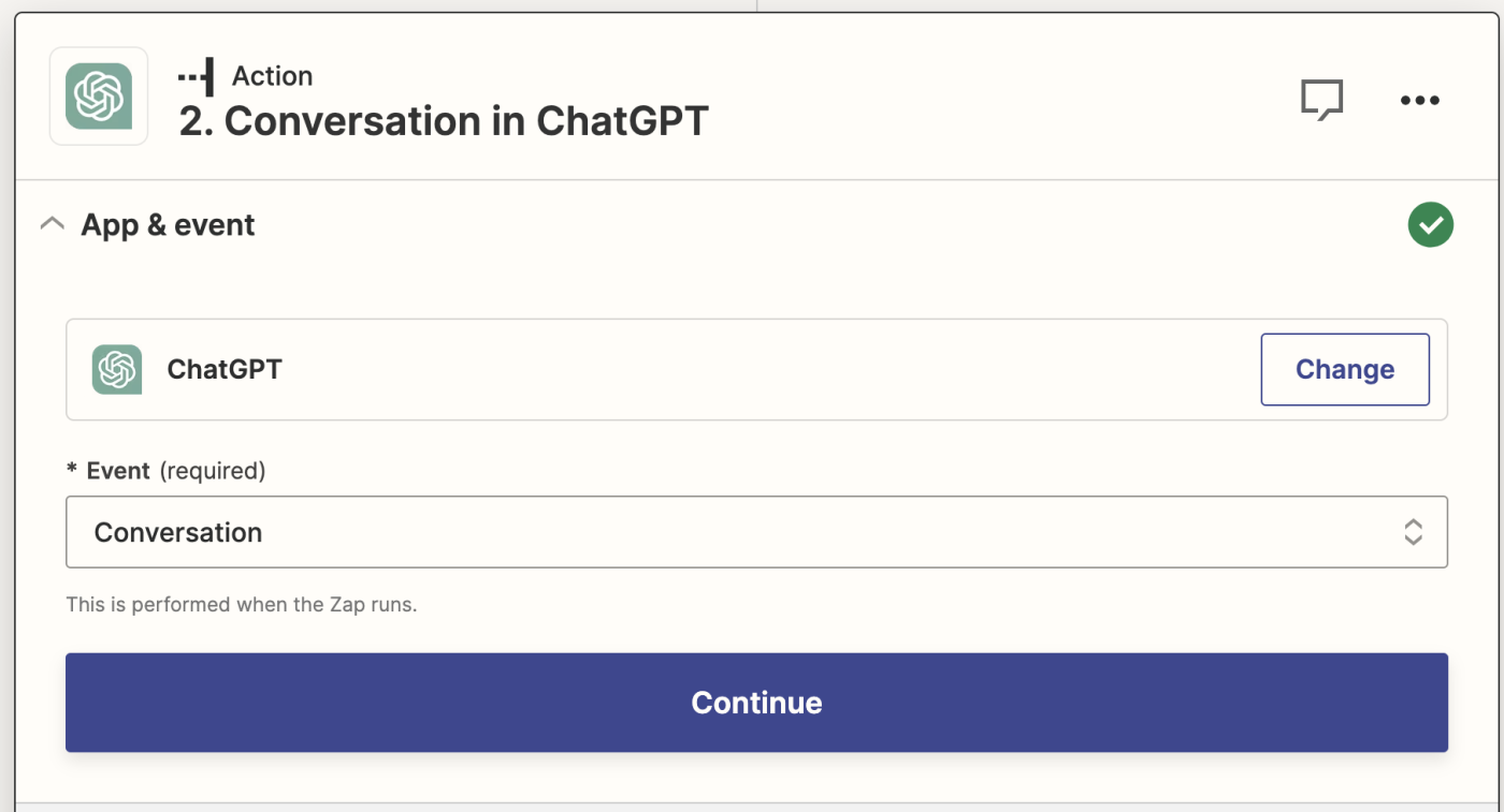 Screenshot of ChatGPT conversation action