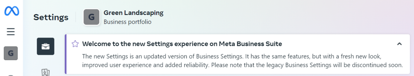 The warning on Facebook Business Manager that it's switching over to Meta Business Suite